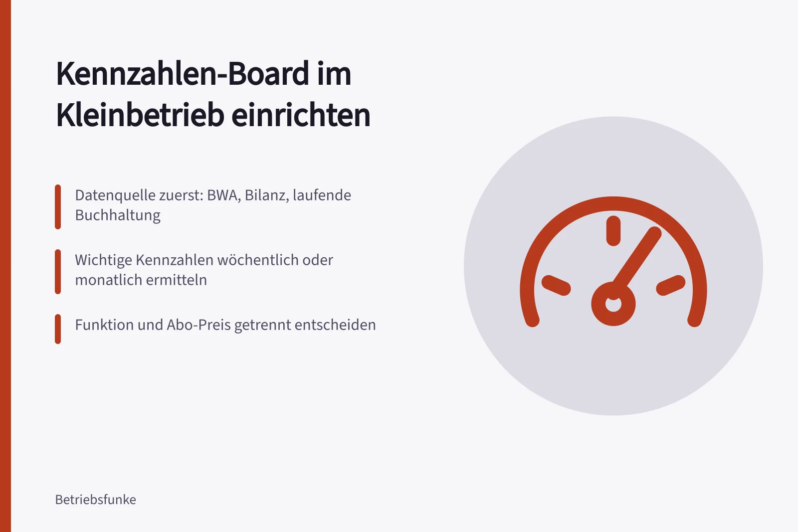Kennzahlen-Board mit Datenquellen, Rhythmus und getrennter Preisspalte