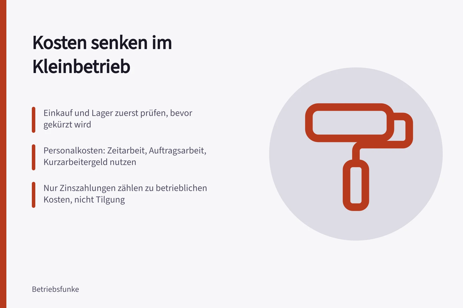 Karte zu Kostensenkung im Kleinbetrieb nach Kostenblöcken