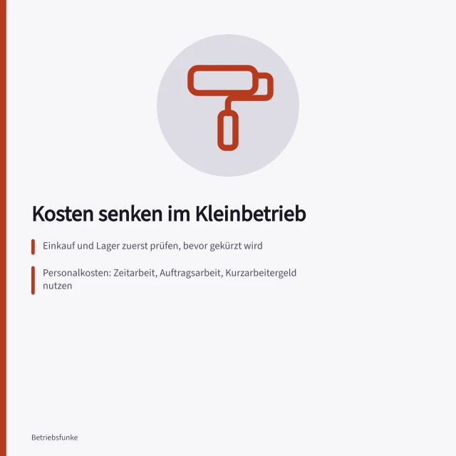 Karte zu Kostensenkung im Kleinbetrieb nach Kostenblöcken. Kosten senken ohne Qualitätsverlust im Kleinbetrieb