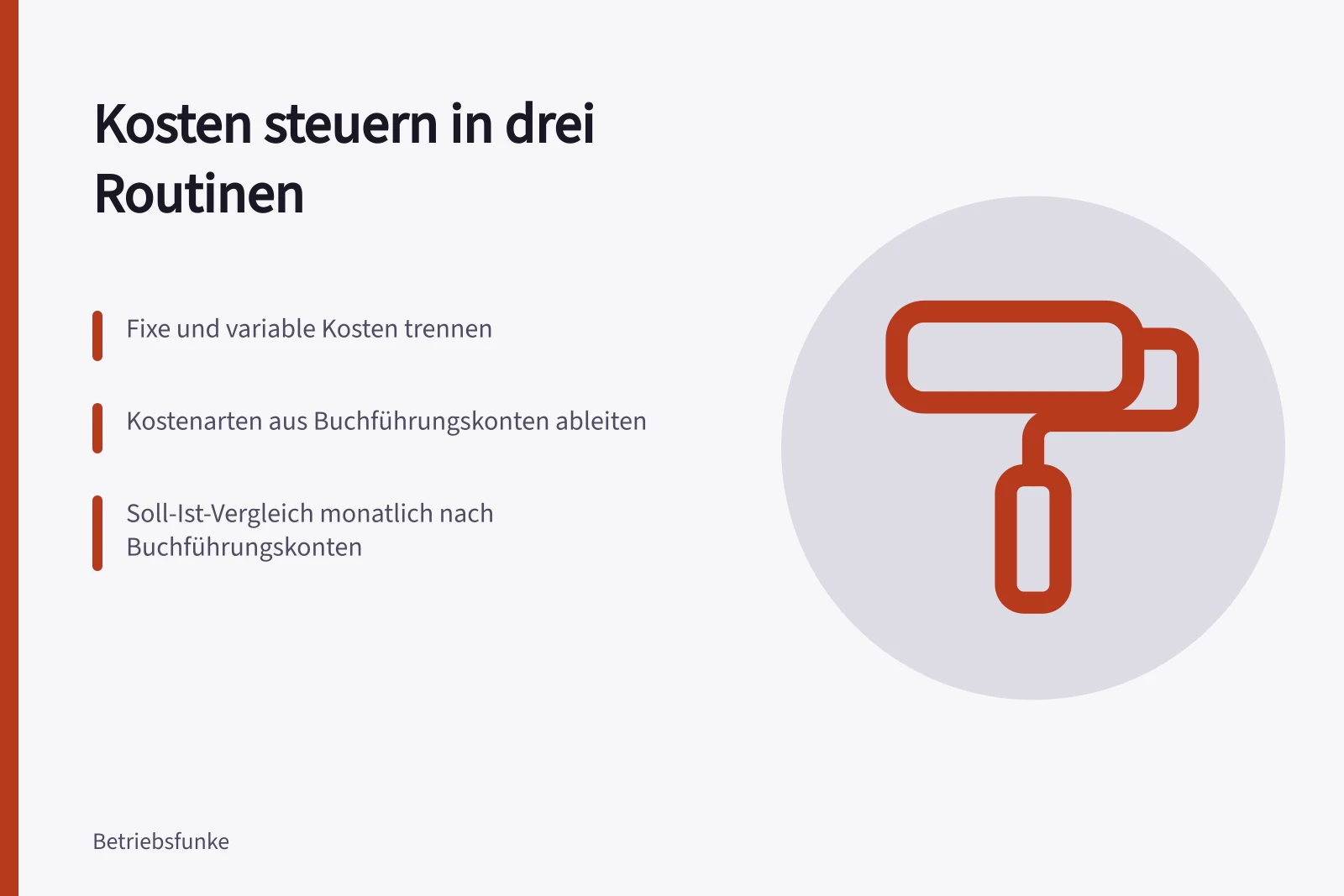 Karte zur Kostensteuerung im Kleinbetrieb mit drei Routinen