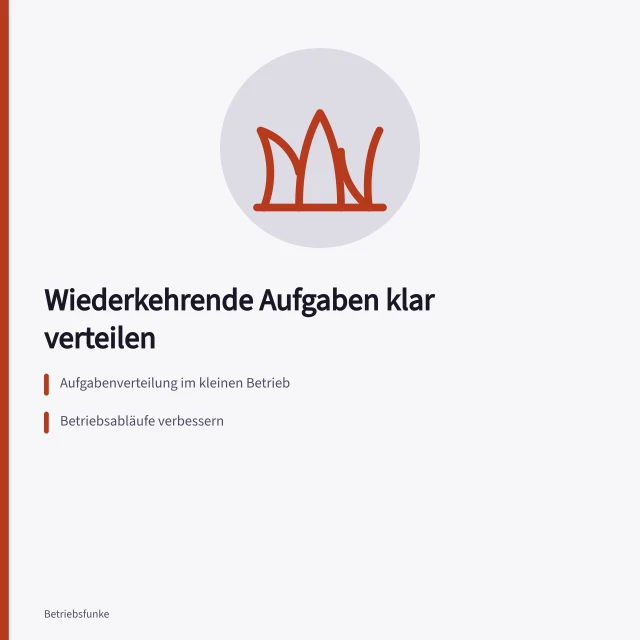 Wiederkehrende Aufgaben im Betrieb klar verteilen. Wiederkehrende Aufgaben im Betrieb klar verteilen