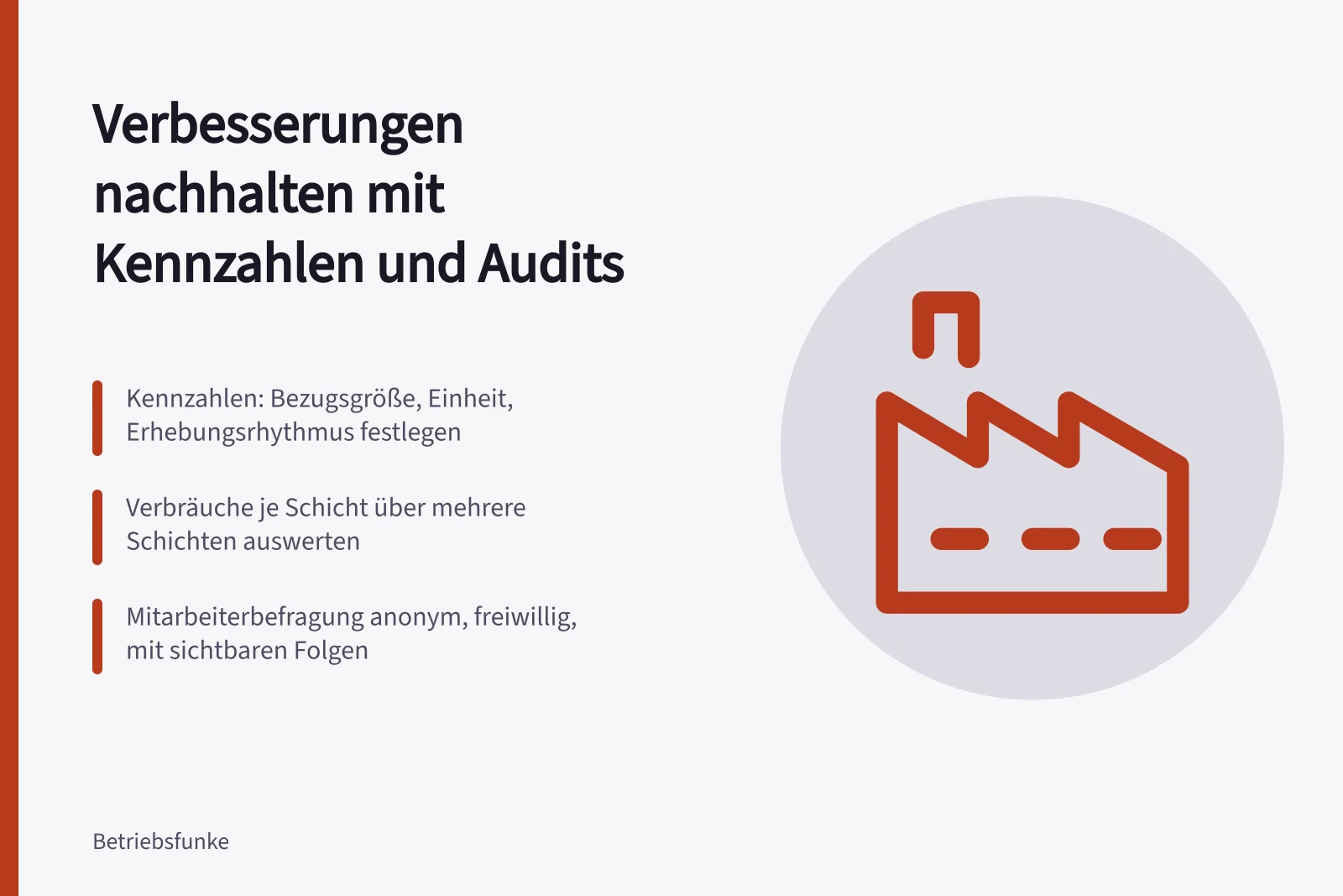Kennzahlen, Audits und Mitarbeiterbefragung zur Nachverfolgung von Verbesserungen im Betrieb