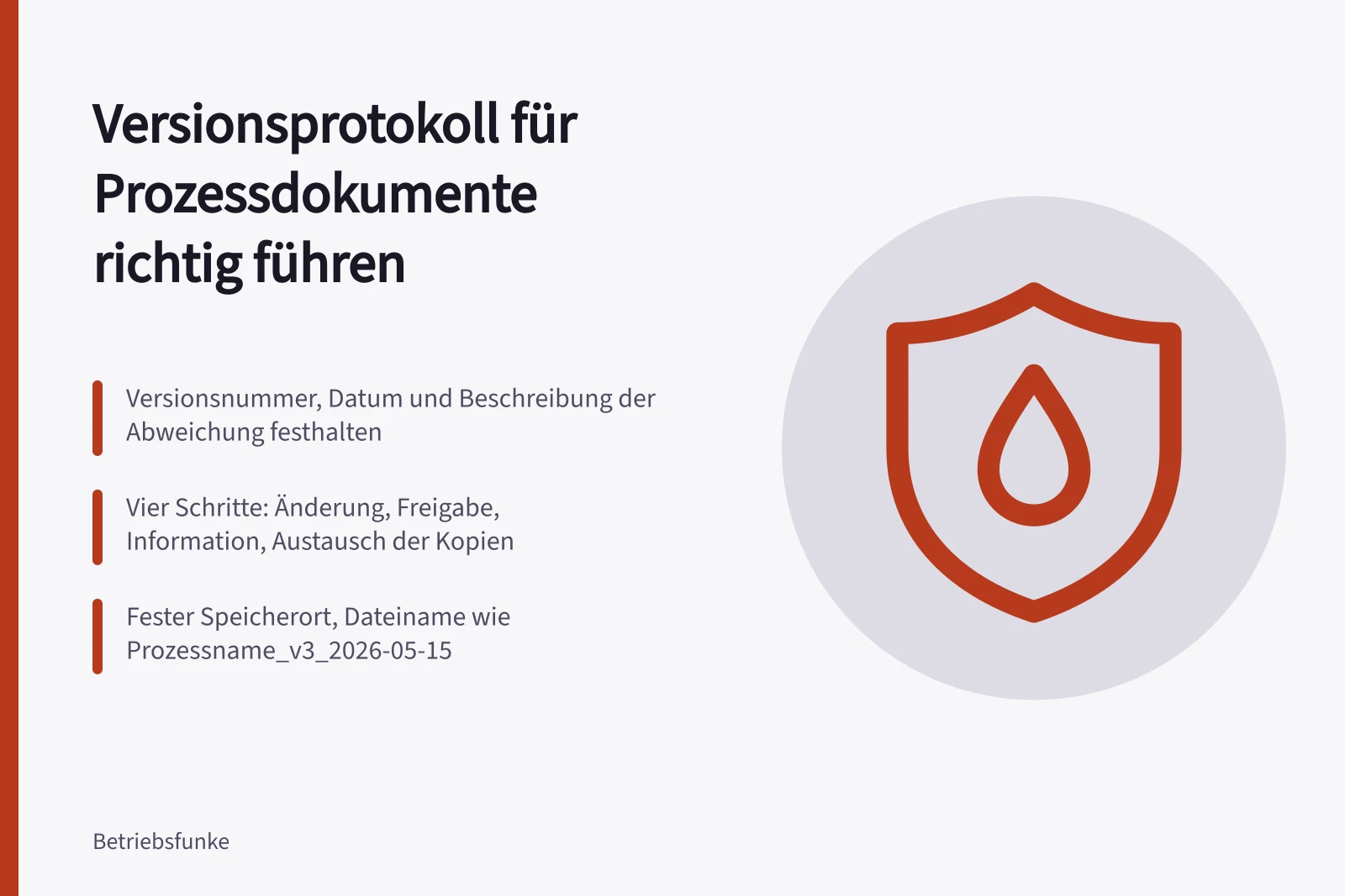 Karte zum Führen eines Versions- und Änderungsprotokolls für Prozessdokumente